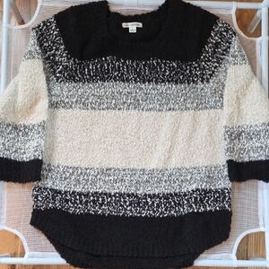 JohnPaulRichard Black and Cream Striped Sweater